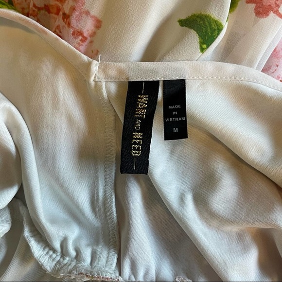 Want and Need White & Pink Spring exaggerated ruffle Floral Maxi Dress Sz M - Picture 6 of 7